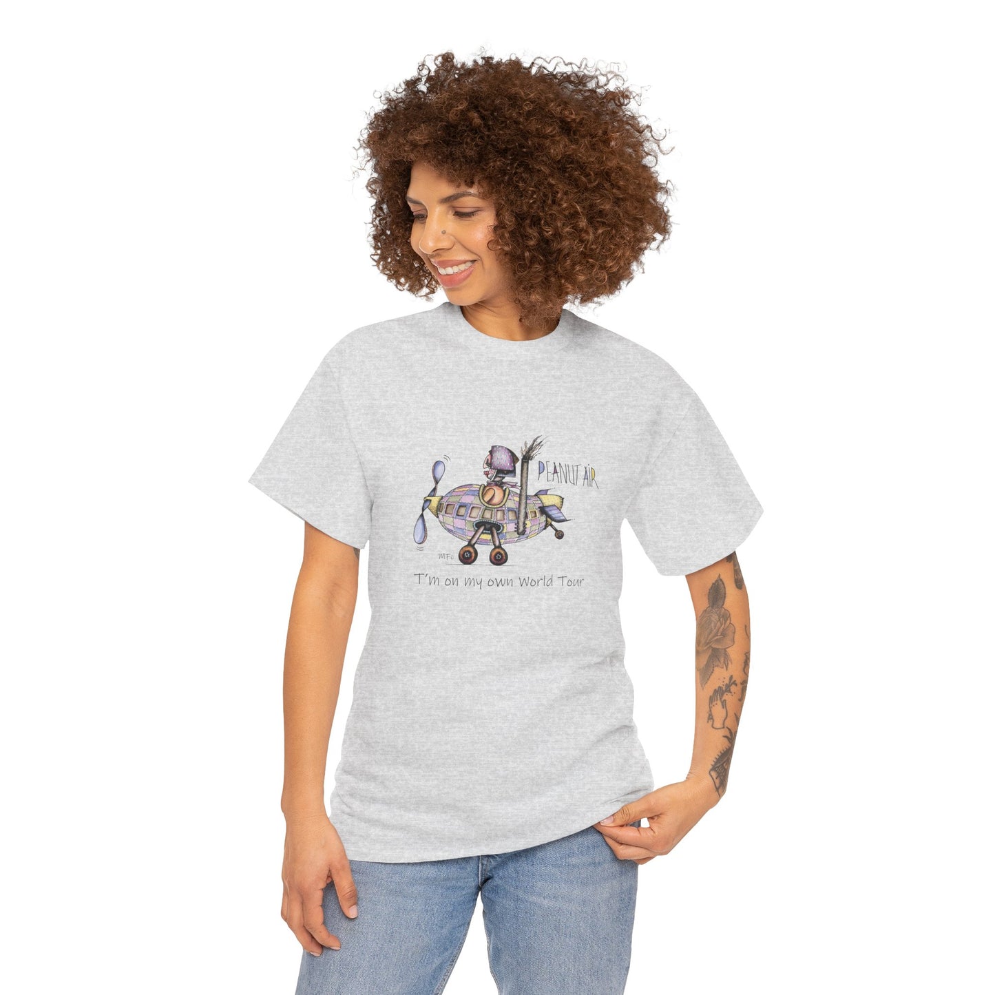 PEANUT AIR, I'm on my own World Tour! - Unisex Heavy Cotton Tee by Marie Frederique art in 5 colors (S - 5XL)