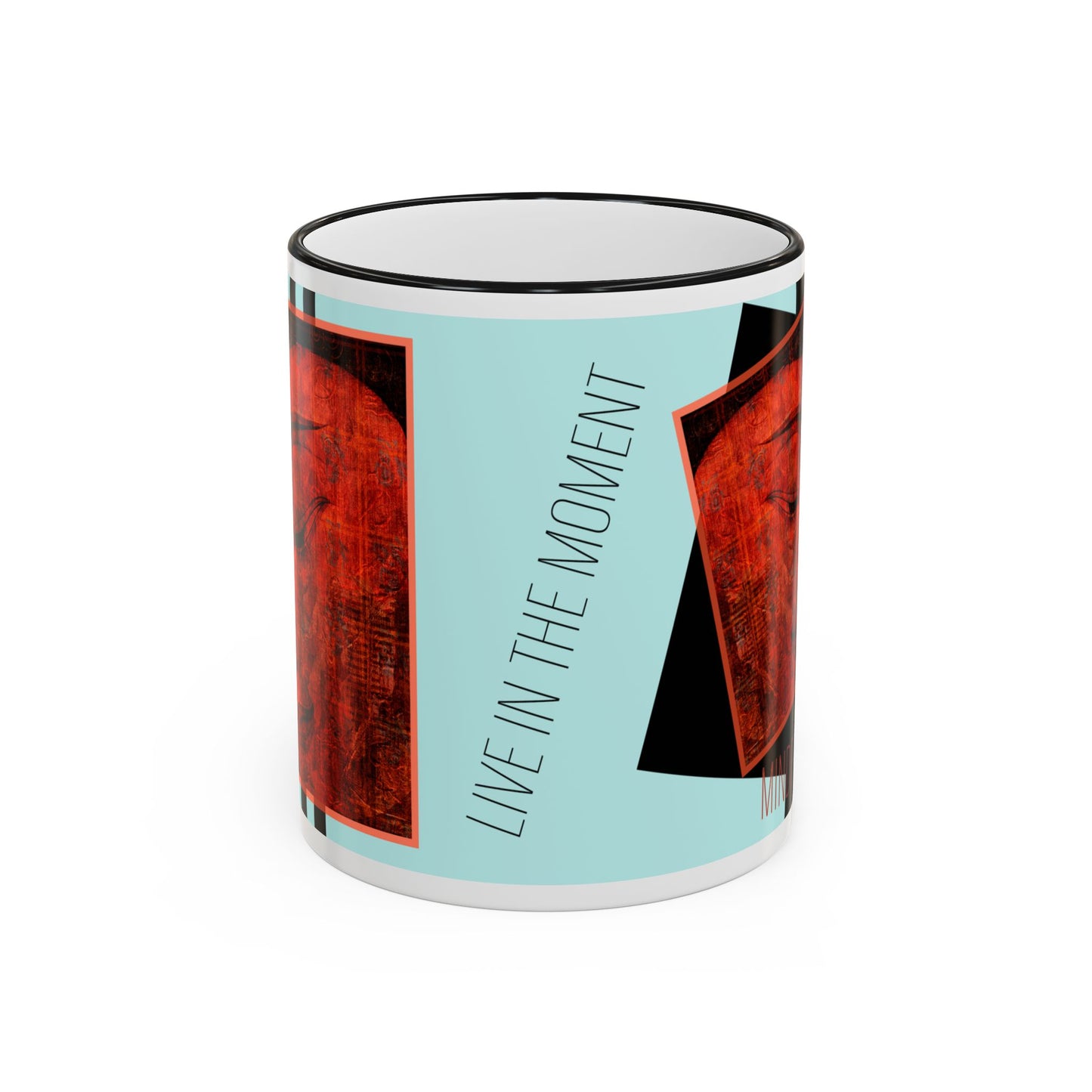 Mindfulness Accent Rim Mug — Zen Ceramic Coffee Cup (11oz, 15oz) by artist Marie Frederique