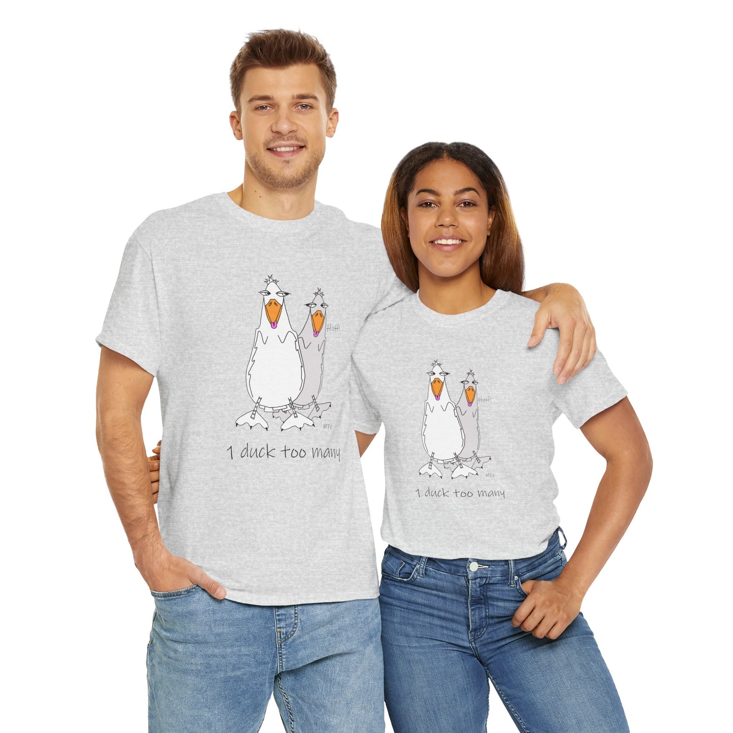 Duck lovers, 1 duck too many - Heavy Cotton Tee by artist Marie Frederique