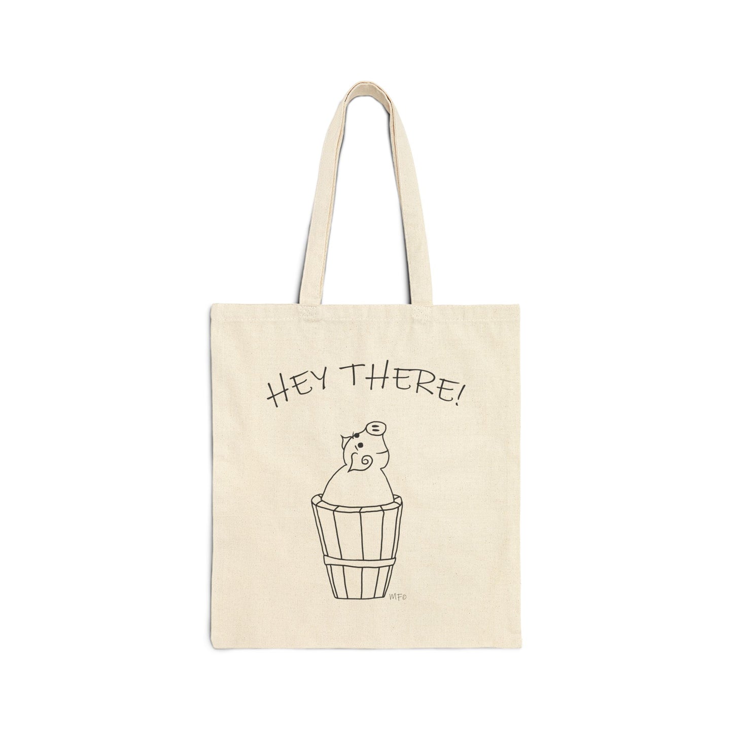Canvas Tote Bag - It'll be fun, Fun Pig in a Barrel Design by artist Marie Frederique
