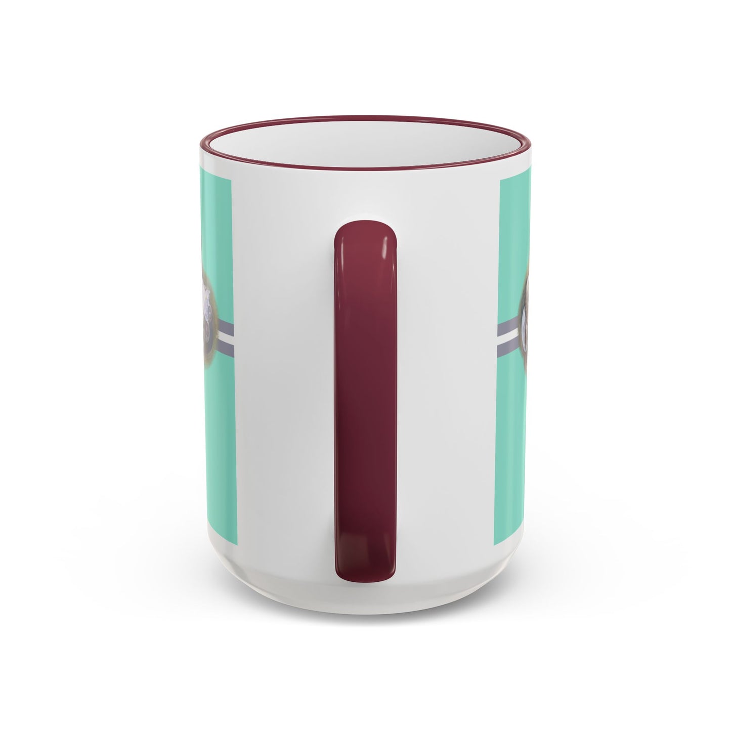 Seashell Cross, Accent Rim Mug — Christian Coffee Cup (11oz/15oz) by artist Marie Frederique
