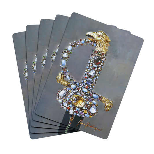 Family Heirloom Jeweled sword, Elegant Poker Playing Cards Set by artist Marie Frederique