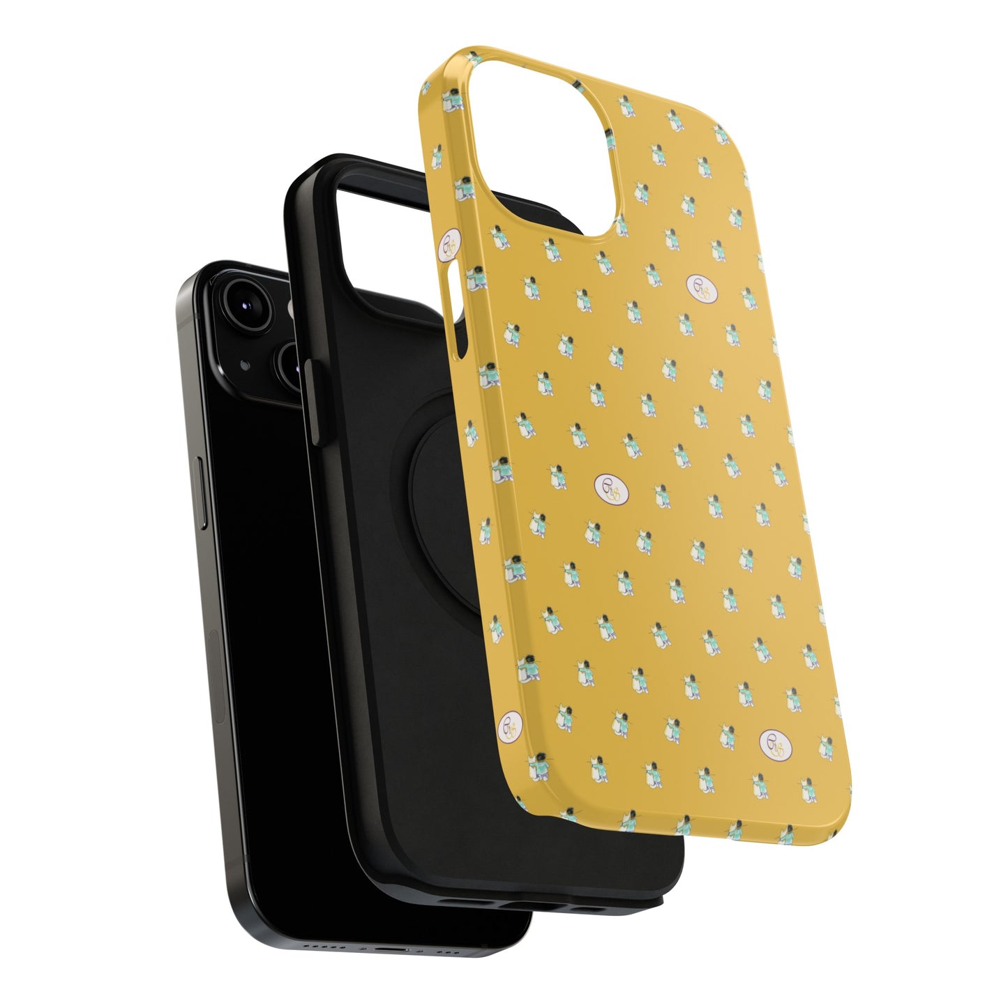 CTS Gold - repeat pattern boy and dog, Impact-Resistant Phone Cases by artist Marie Frederique