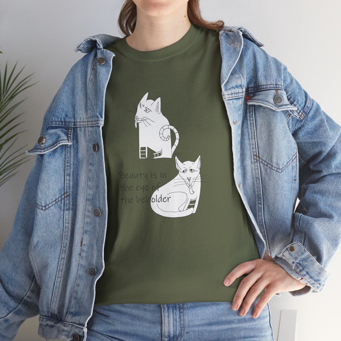 Cat Lovers, "Beauty is in the eye of the beholder" - Unisex Heavy Cotton Tee by artist Marie Frederique