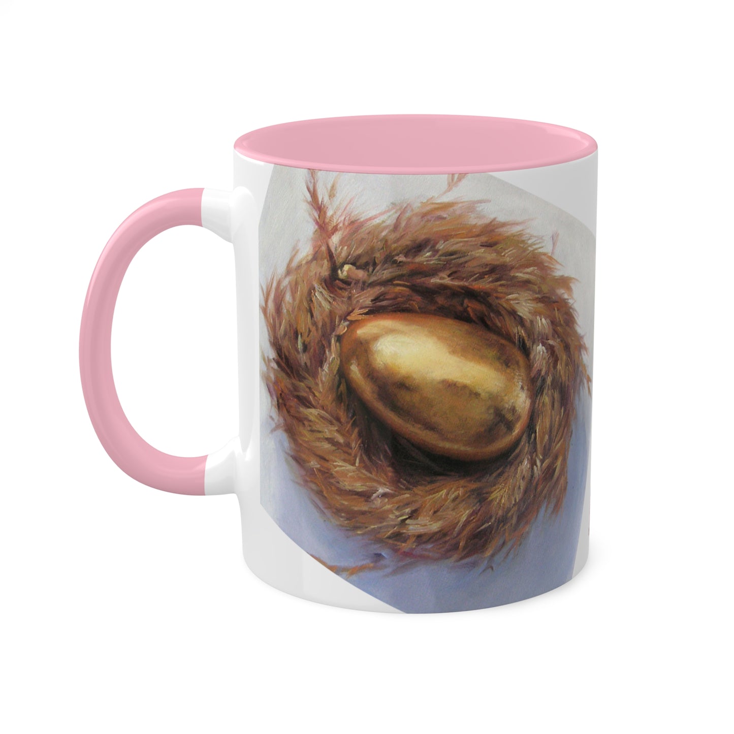 Hen and a golden egg - Which came first the chicken or the egg? Colorful Mug in 4 colors, 11oz By Artist Marie Frederique