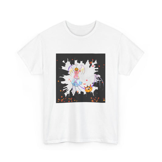 Halloween City Cross Street, Unisex Heavy Cotton Tee by artist Marie Frederique