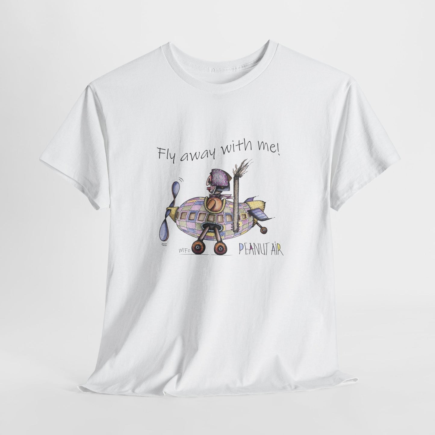 PEANUT AIR, "Fly away with me!" Unisex Heavy Cotton Tee by artist Marie Frederique (S - 5XL)