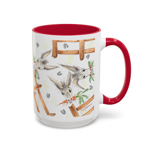 Rainbow Carrots and Donkeys - Colorful Mug by Artist Marie Frederique