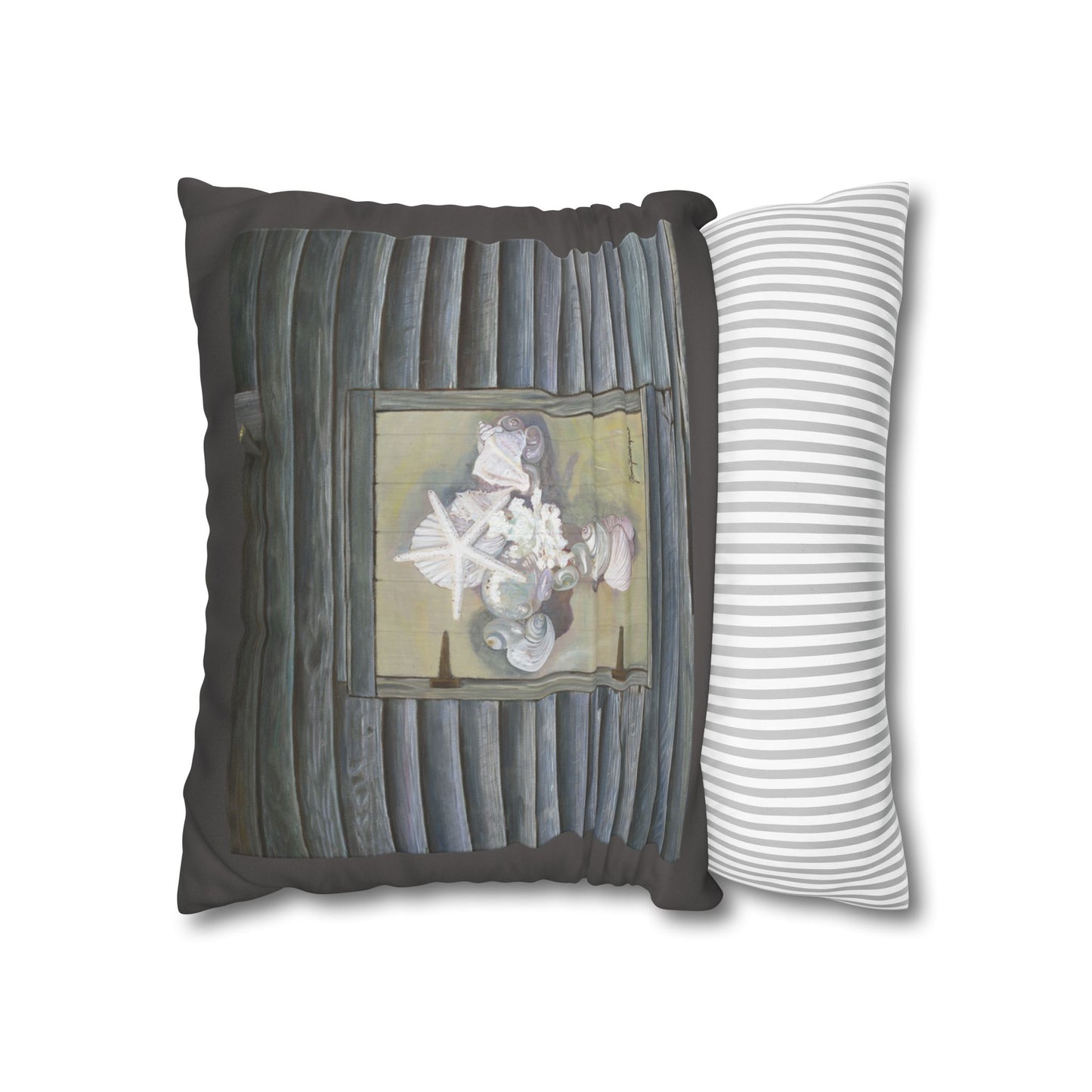 Coastal Starfish Cross, Faux Suede Pillowcase by artist Marie Frederique