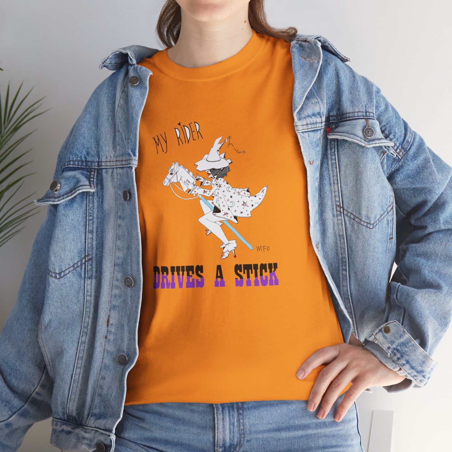 Horse riding, Halloween 'Drives a Stick' by artist Marie Frederique