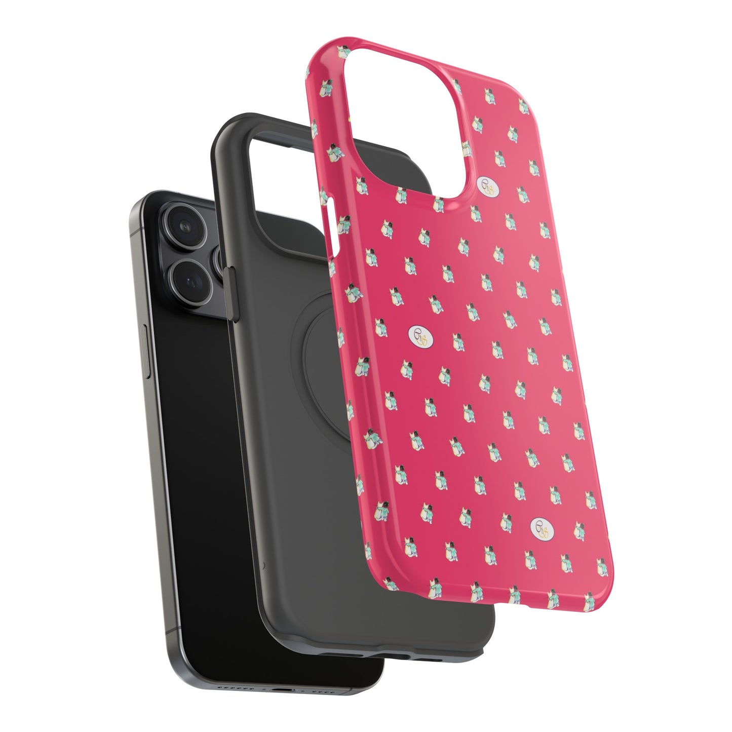 CTS Pink - repeat pattern boy and dog, Impact-Resistant Phone Cases by artist Marie Frederique