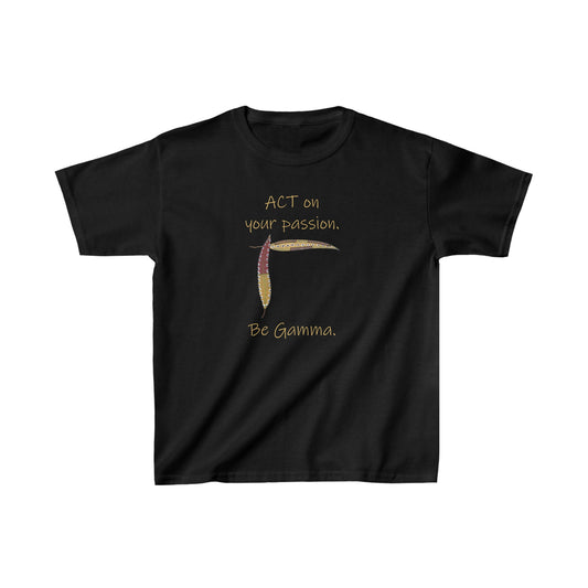 Painted Leaves, "Act on your passion - Be Gamma" - Kids Heavy Cotton™ Tee by artist Marie Frederique in 6 colors