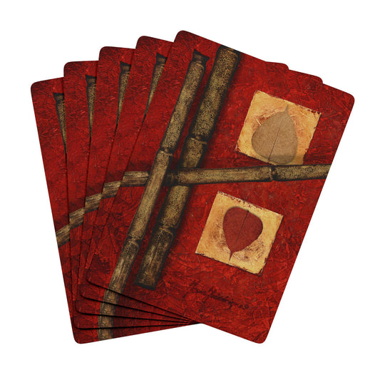 Red Bamboo 2, Bridge/Poker Playing Cards Set - Unique Design for Game Night by artist Marie Frederique