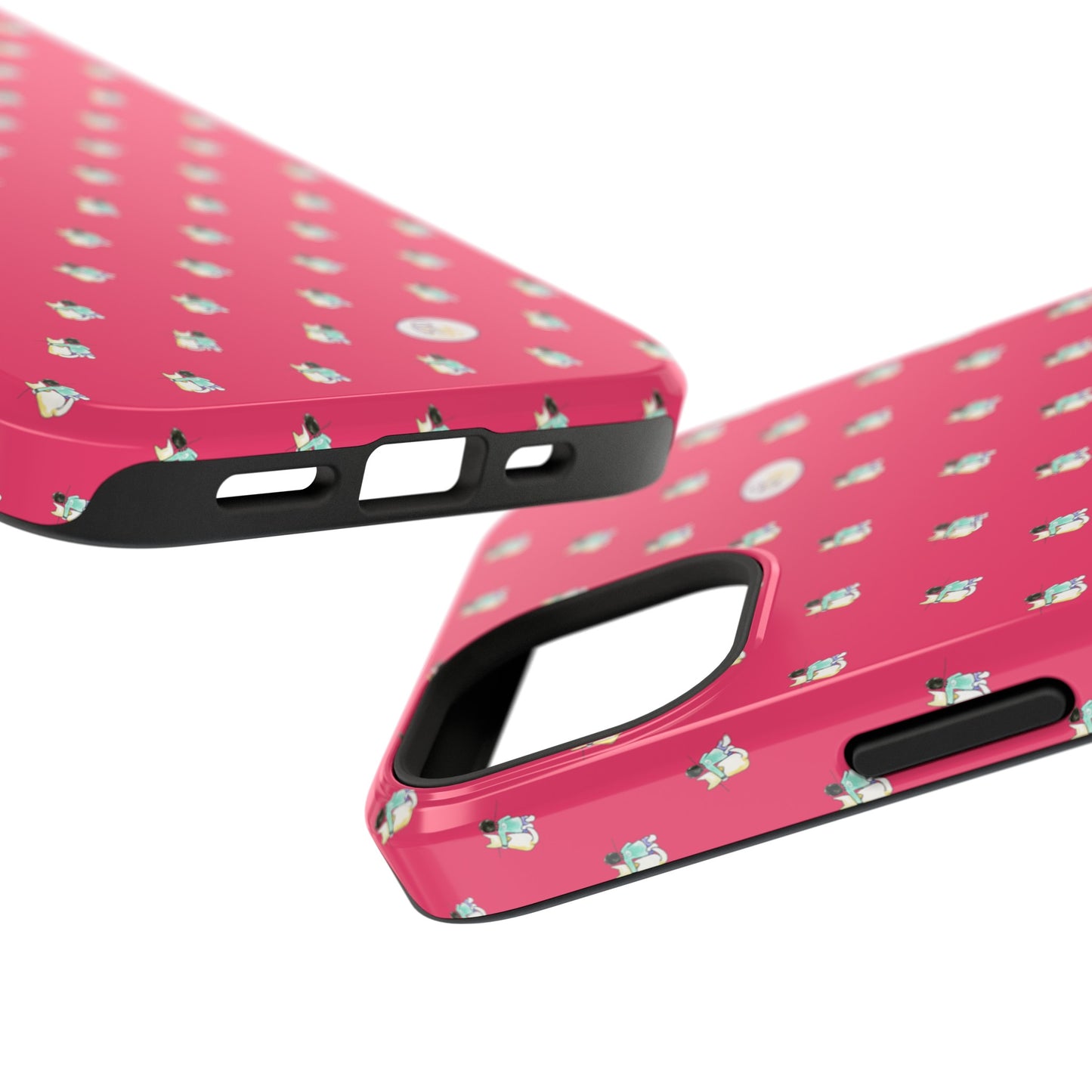 CTS Pink - repeat pattern boy and dog, Impact-Resistant Phone Cases by artist Marie Frederique