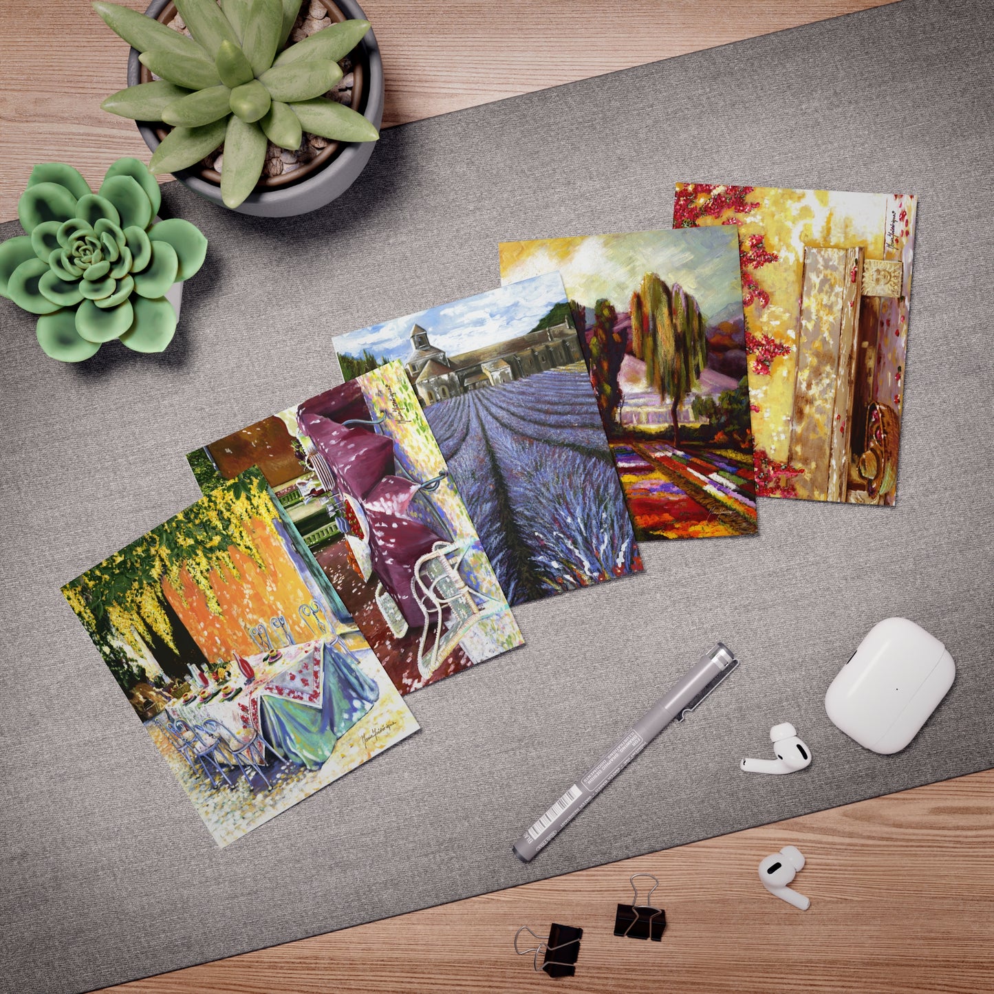 My Happy Place - Collection of floral summer landscaped Greeting Cards (5-Pack) by artist Marie Frederique