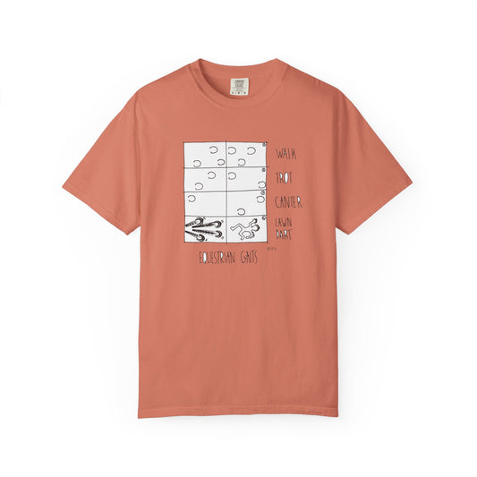 Equestrian Lawndart, Gaits Humor - Unisex Garment-Dyed T-shirt by artist Marie Frederique