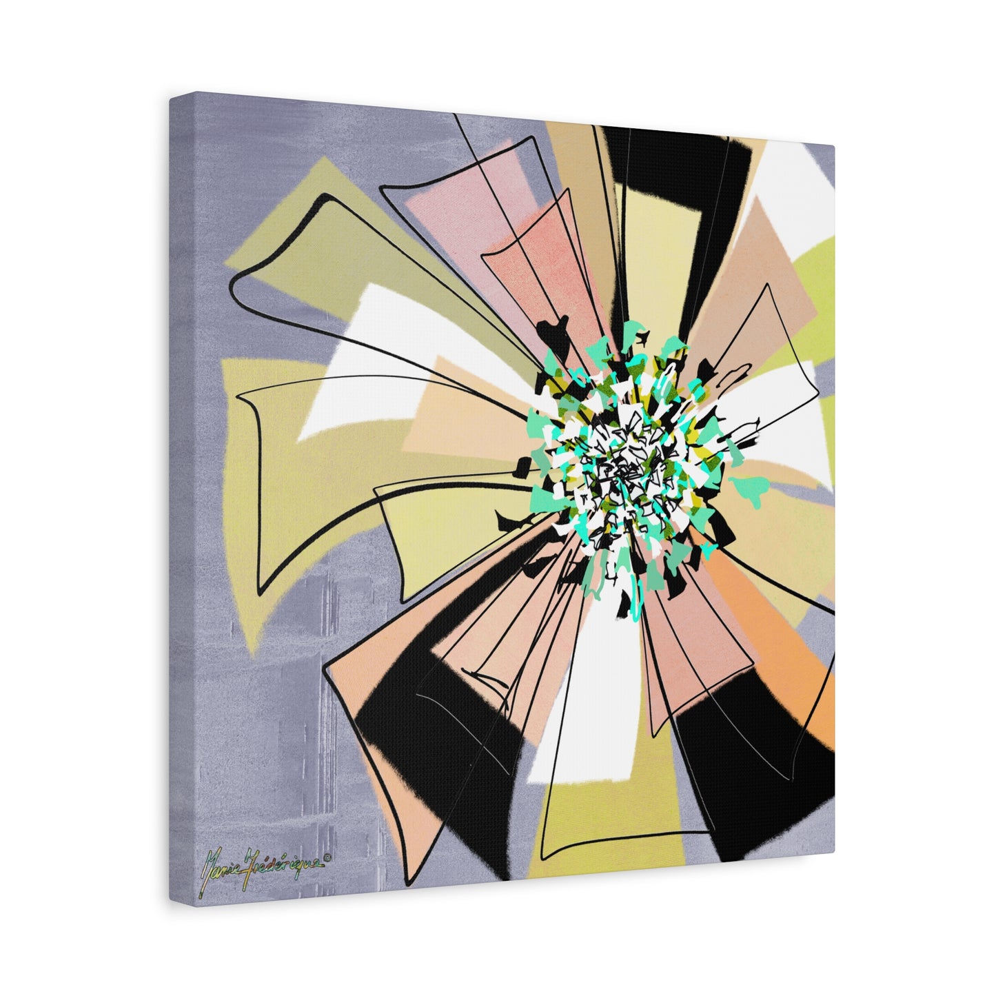 Abstract Floral Pinwheel Canvas Art Print by artist Marie Frederique