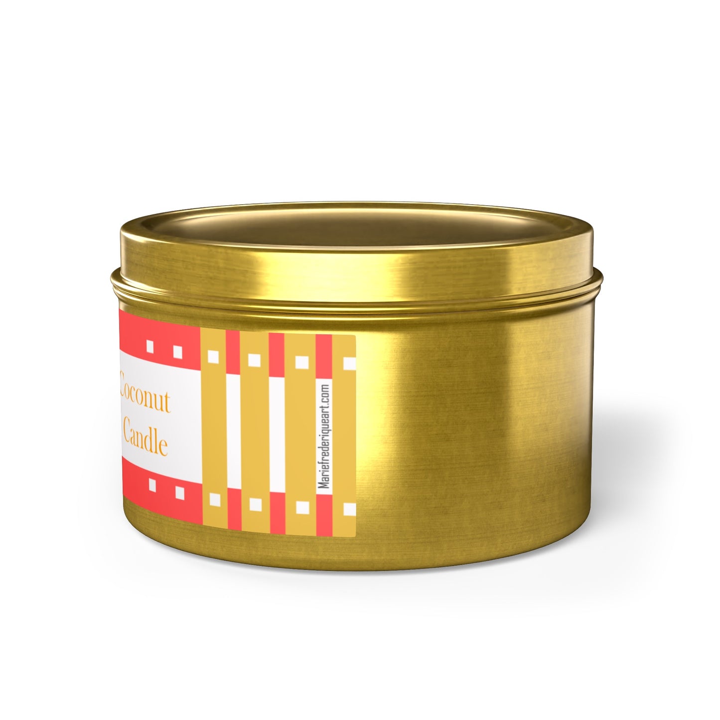 CTS #3 Candle Collection, "Mango Coconut" Scented Coconut Soy Wax Candle in a metal tin. 4 oz or 8 oz, 3 tin colors silver, black or gold