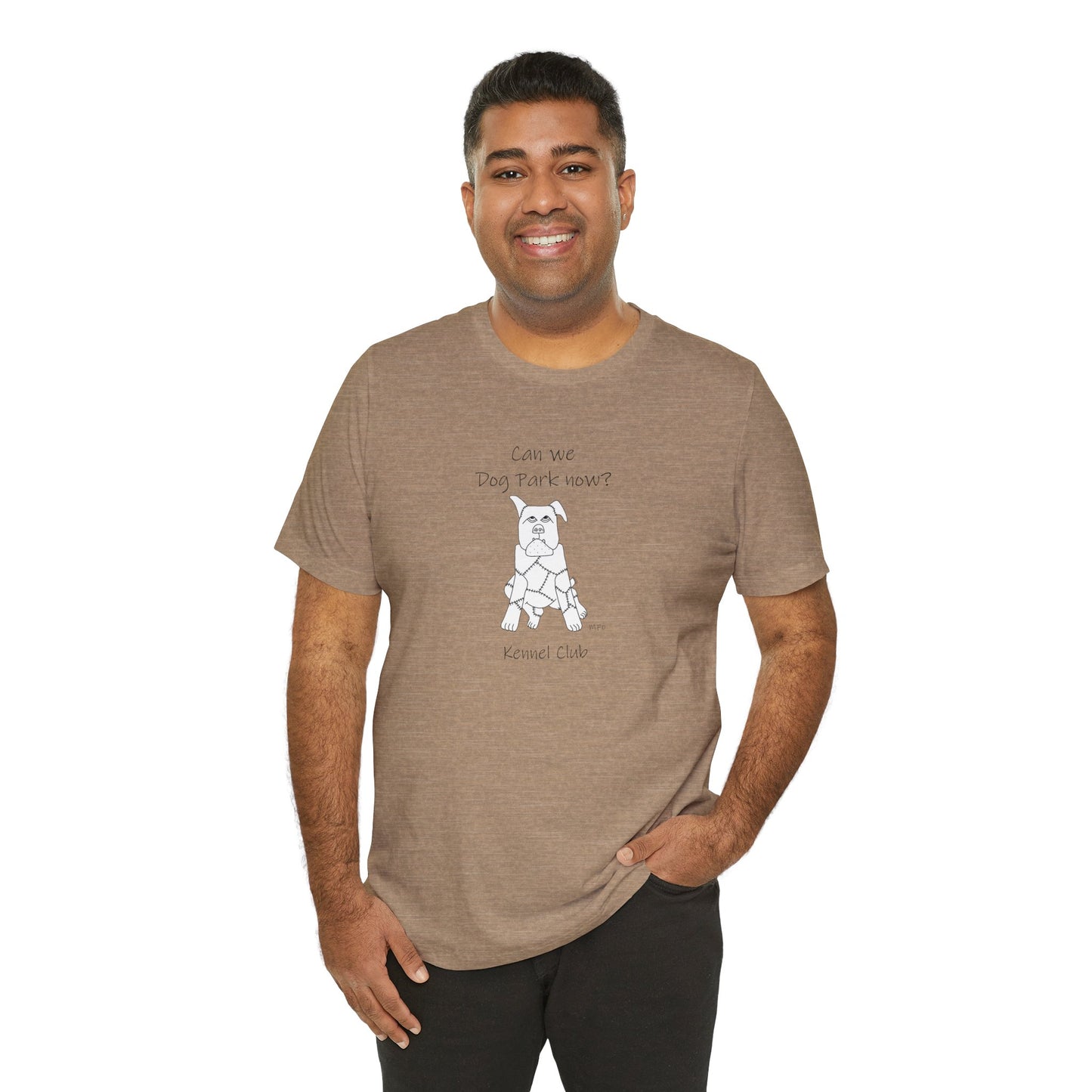 Dog Park Adventure Unisex Tee - 'Can We Dog Park Now?' by artist Marie Frederique