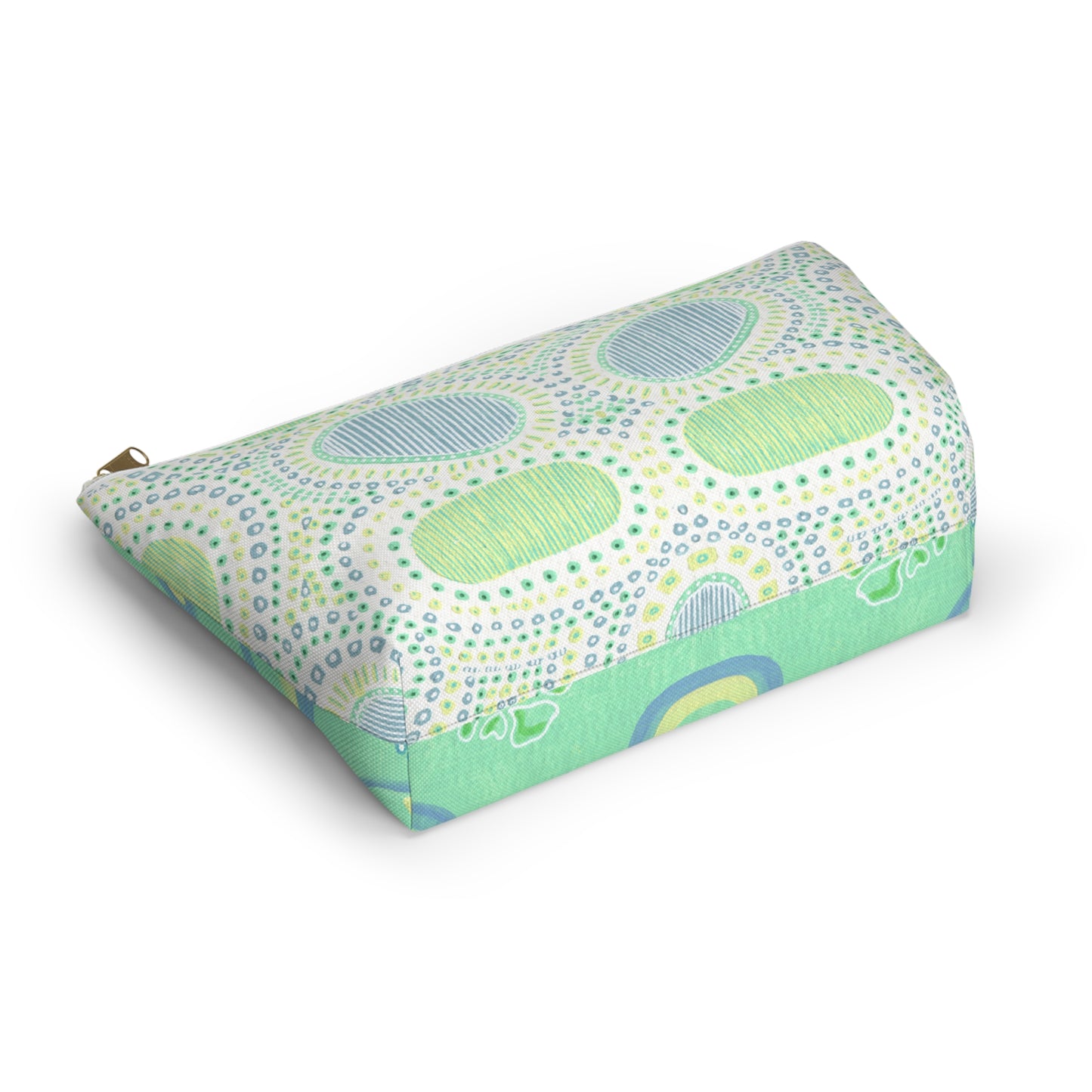 Accessory Pouch w T-bottom, Pastel pattern in blue and green and white by artist Marie Frederique