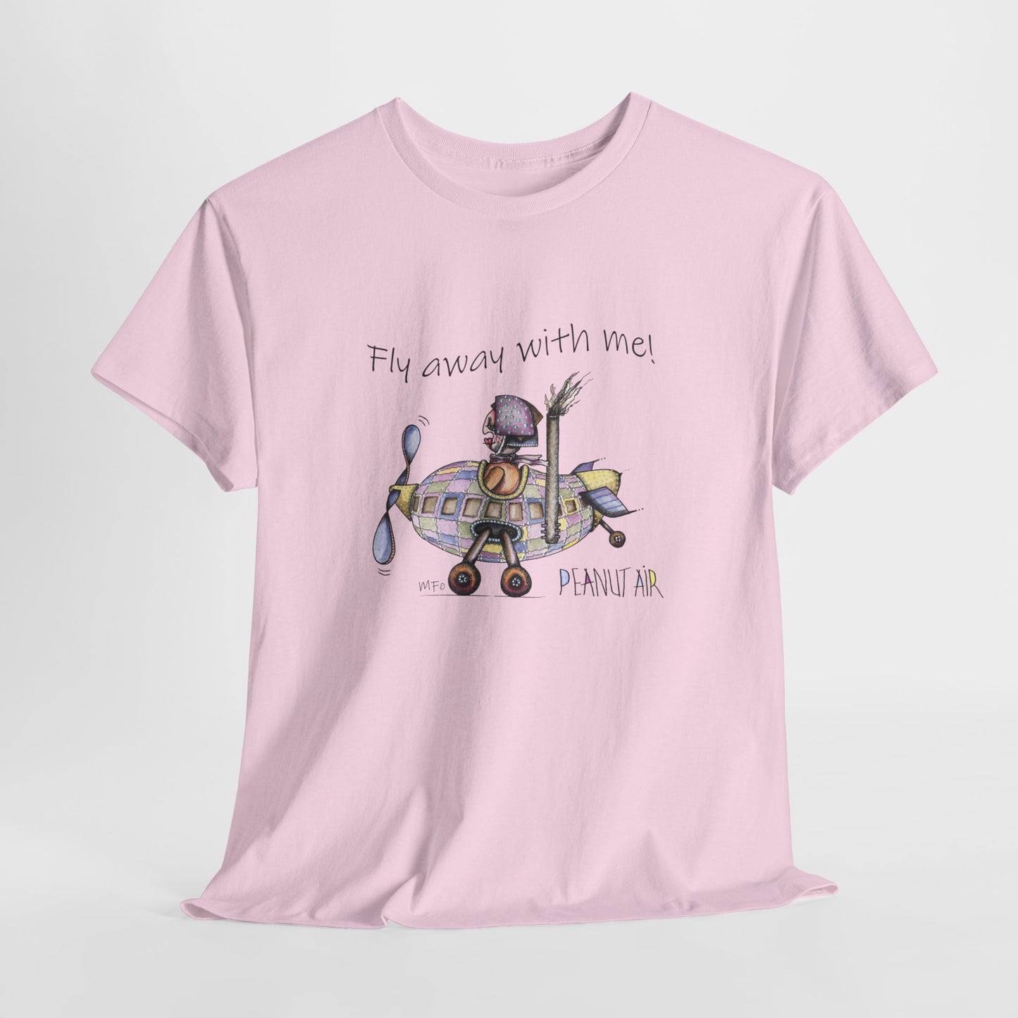 PEANUT AIR, "Fly away with me!" Unisex Heavy Cotton Tee by artist Marie Frederique (S - 5XL)