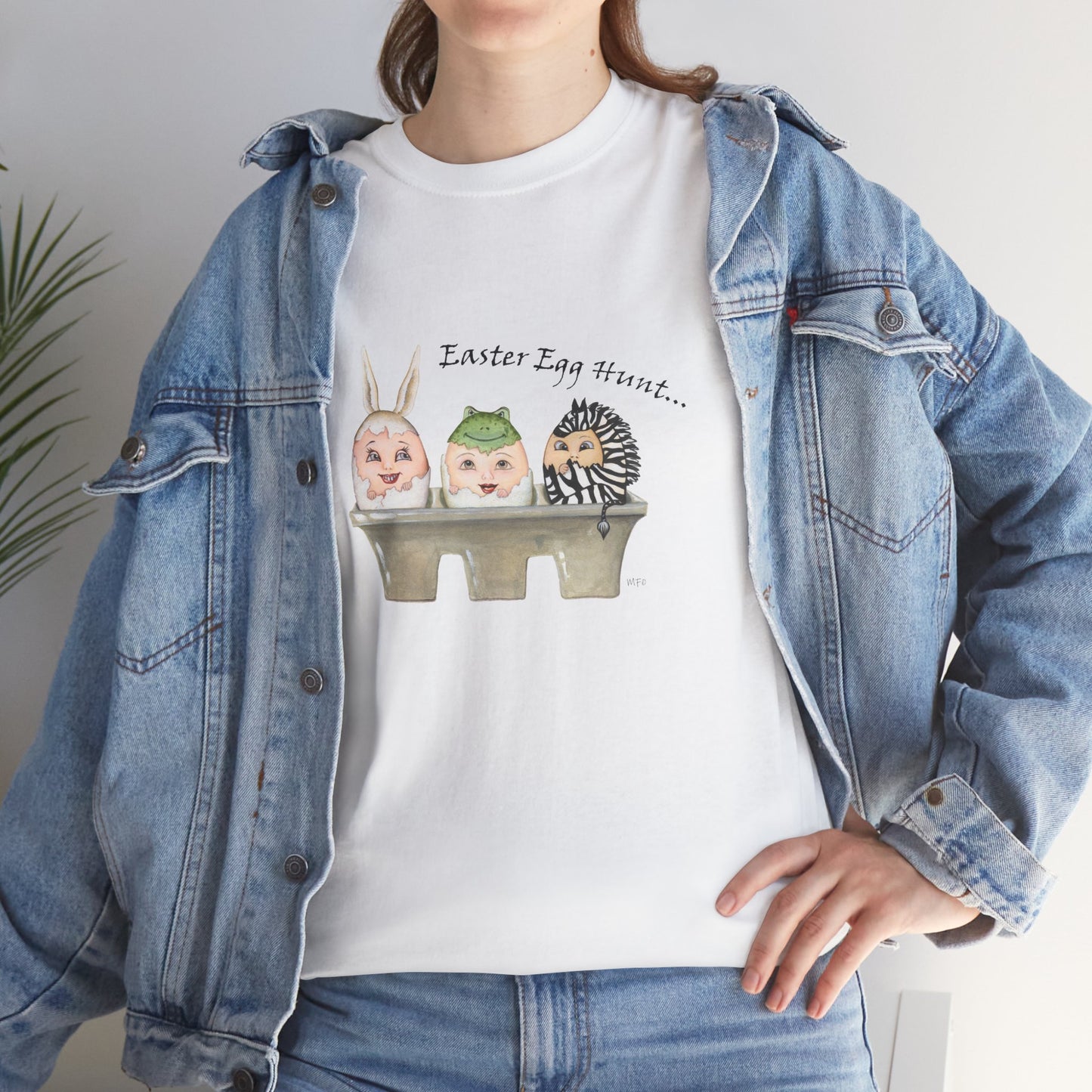 Easter Egg Hunt, Eggs in a crate - Unisex Heavy Cotton Tee by artist Marie Frederique