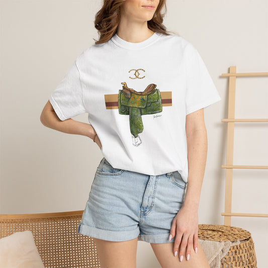 Western Saddle Equestrian Graphic T-Shirt by artist Marie Frederique