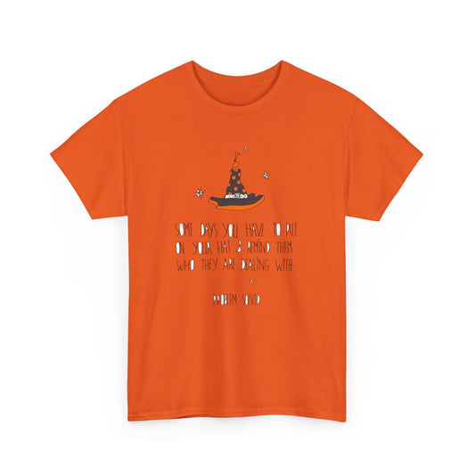 Halloween Witches Hat and wording - Unisex Heavy Cotton Tee by artist Marie Frederique