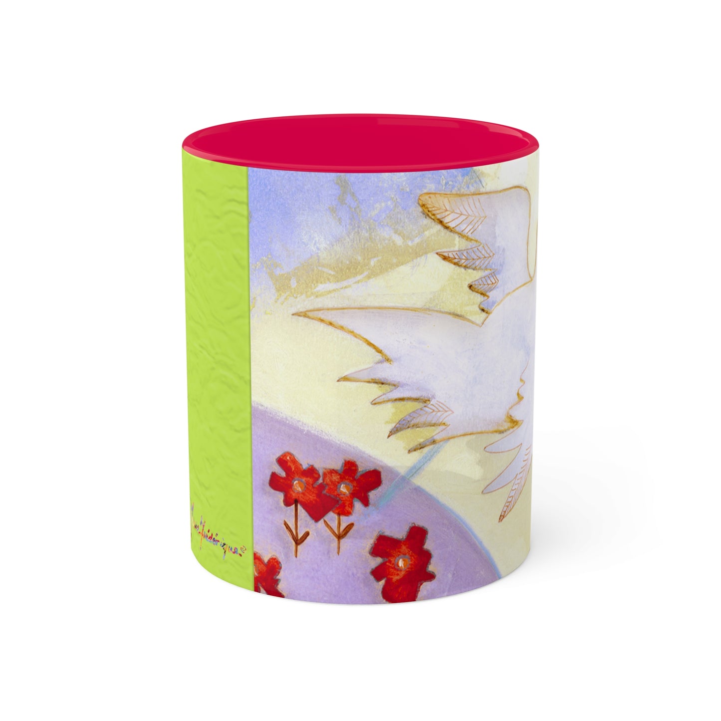 Dove, Peace offering - Colorful Mugs, 11oz by artist Marie Frederique