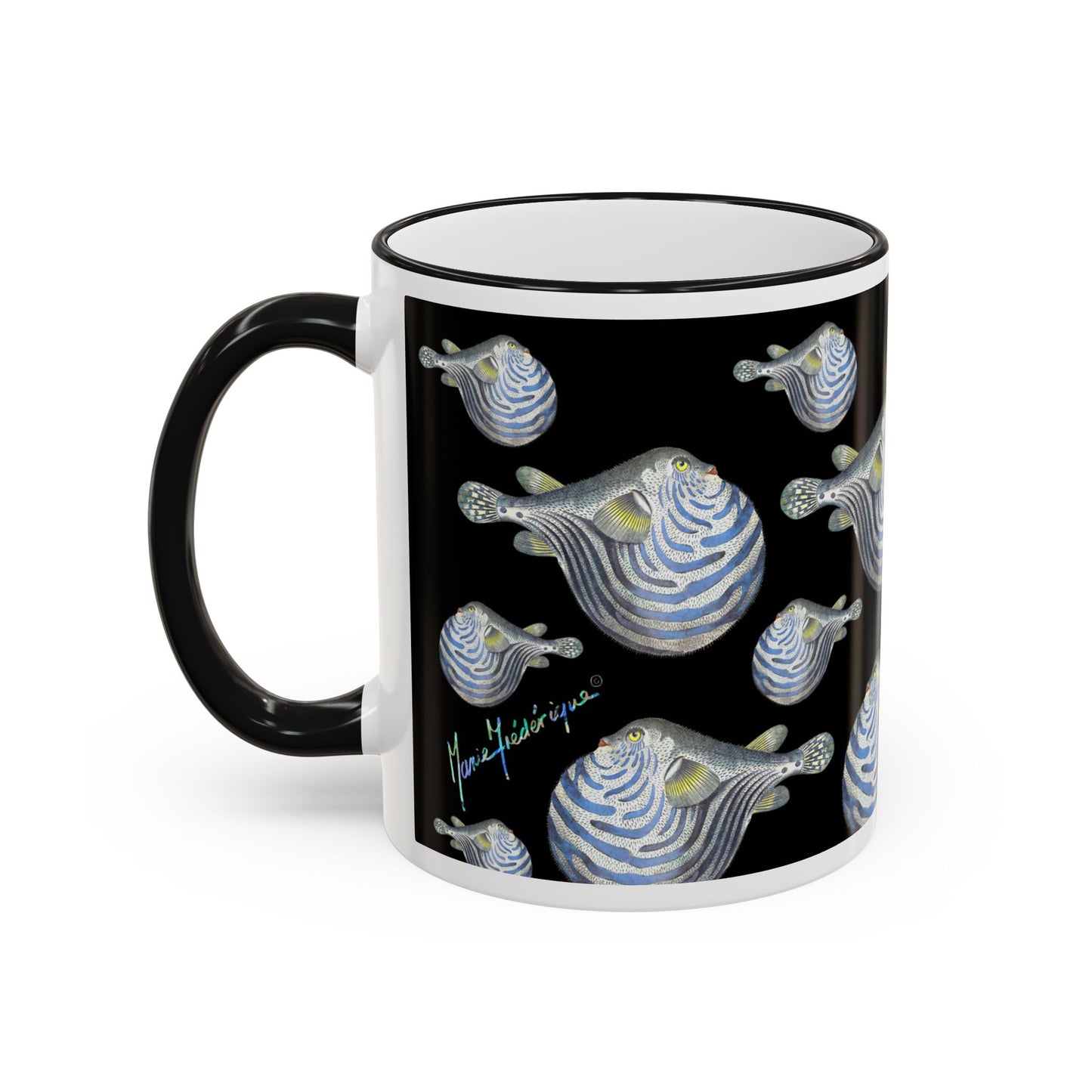 Blowfish Accent Mug — Coffee Cup (11oz/15oz) by artist Marie Frederique