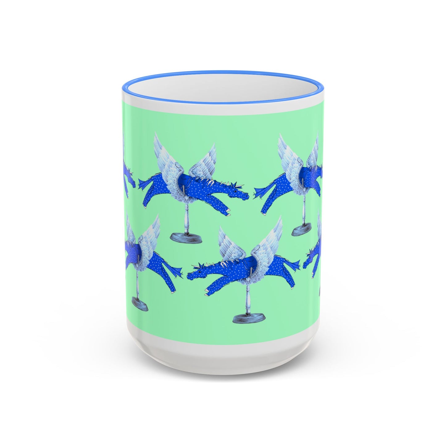 Blue Winged Horse Accent Mug (11oz & 15oz) by artist Marie Frederique