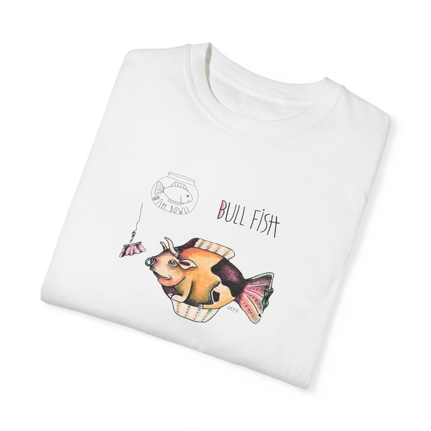 FISHBOWL, Bull Fish - Unisex Garment-Dyed T-shirt by artist Marie Frederique