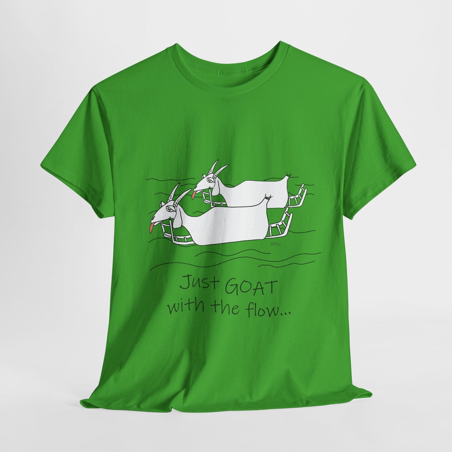 Just GOAT with the Flow - Unisex Heavy Cotton Tee by artist Marie Frederique
