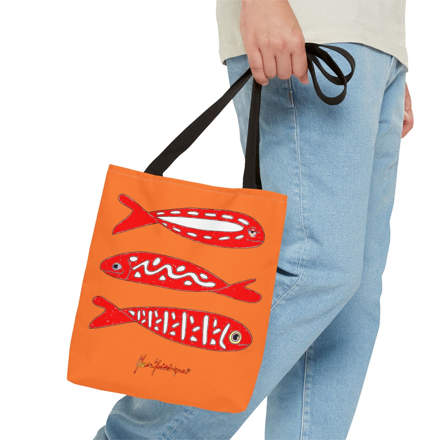 Fish Pattern, colorful Tote Bag by artist Marie Frederique