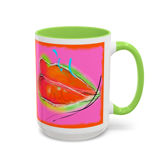 Butterfly kisses, Ceramic Mug (11oz/15oz) — Bright Pop Art by artist Marie Frederique
