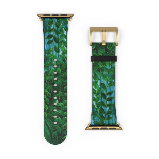 Blue Planet Series, Jungle leaves faux leather Watch Band by artist Marie Frederique