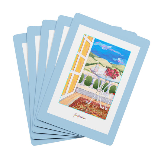 Summer Balcony Bridge/Poker playing cards by artist Marie Frederique