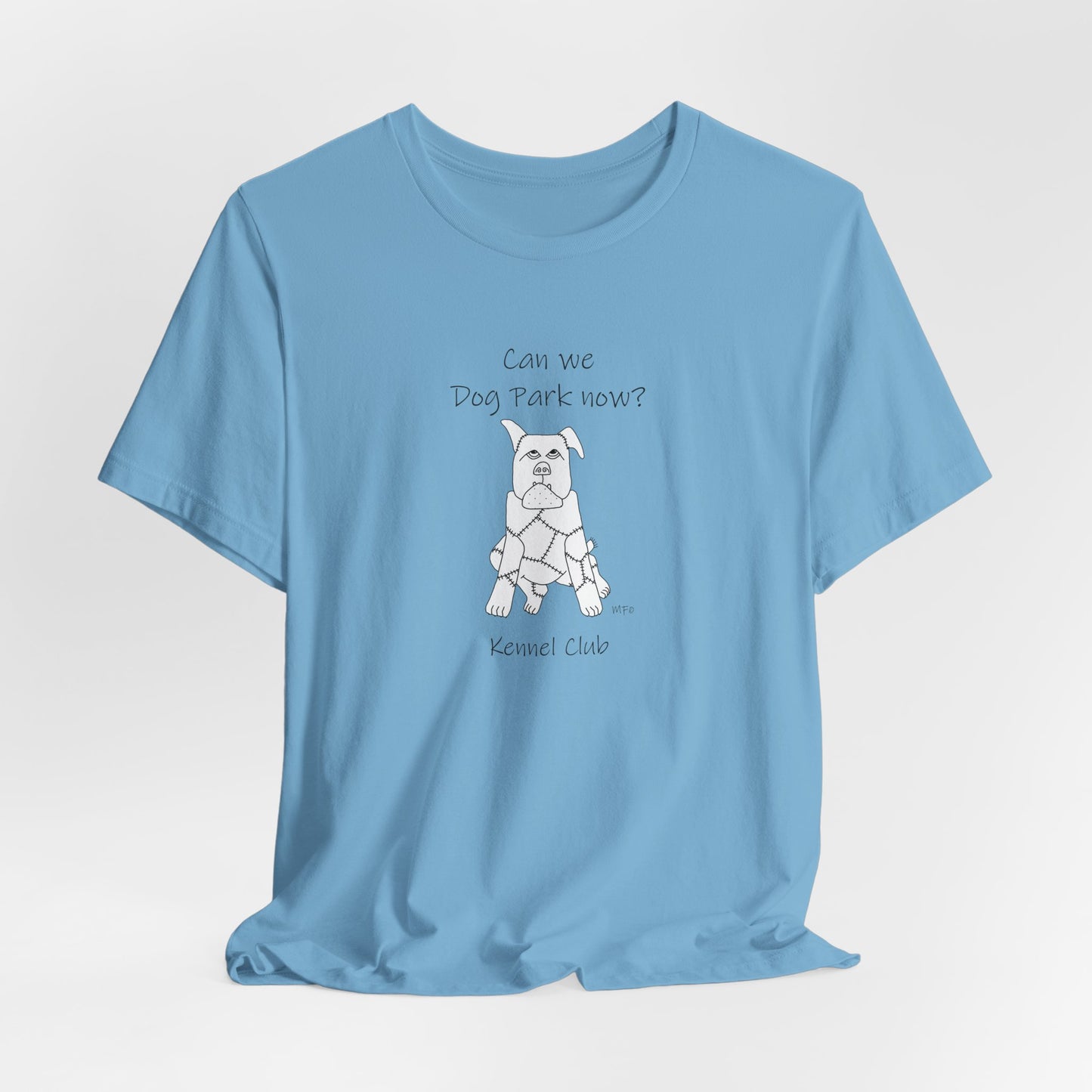 Dog Park Adventure Unisex Tee - 'Can We Dog Park Now?' by artist Marie Frederique