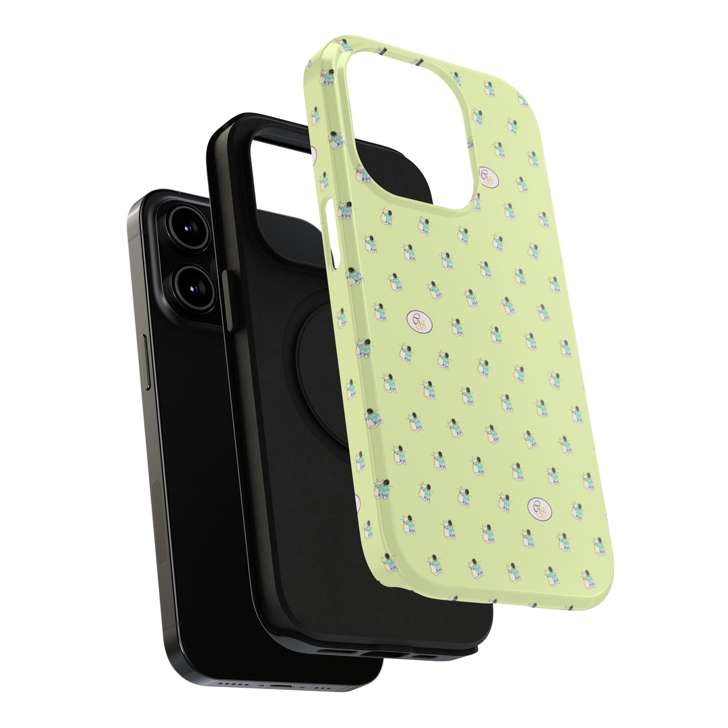 CTS Light Green - repeat pattern boy and dog, Impact-Resistant Phone Cases by artist Marie Frederique