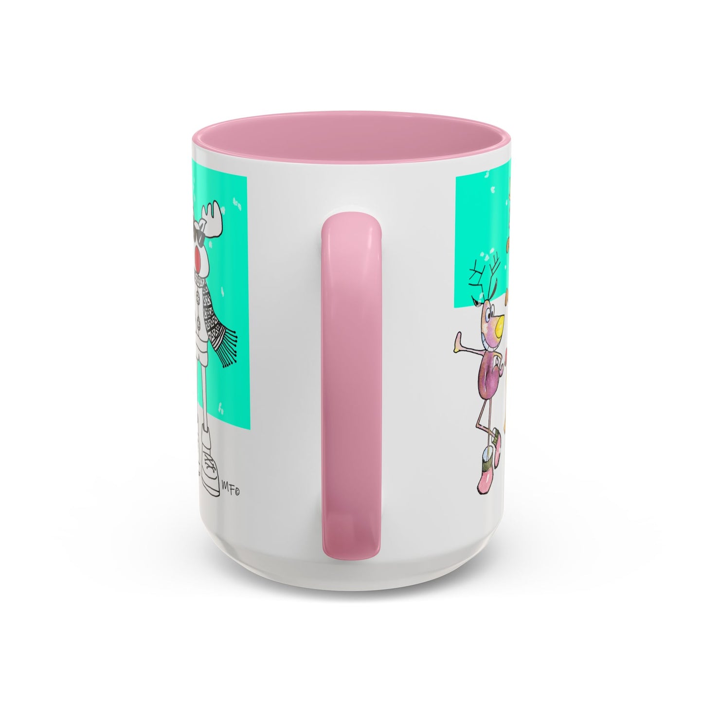 Santa's Job application line up, Christmas Mug, by artist Marie Frederique