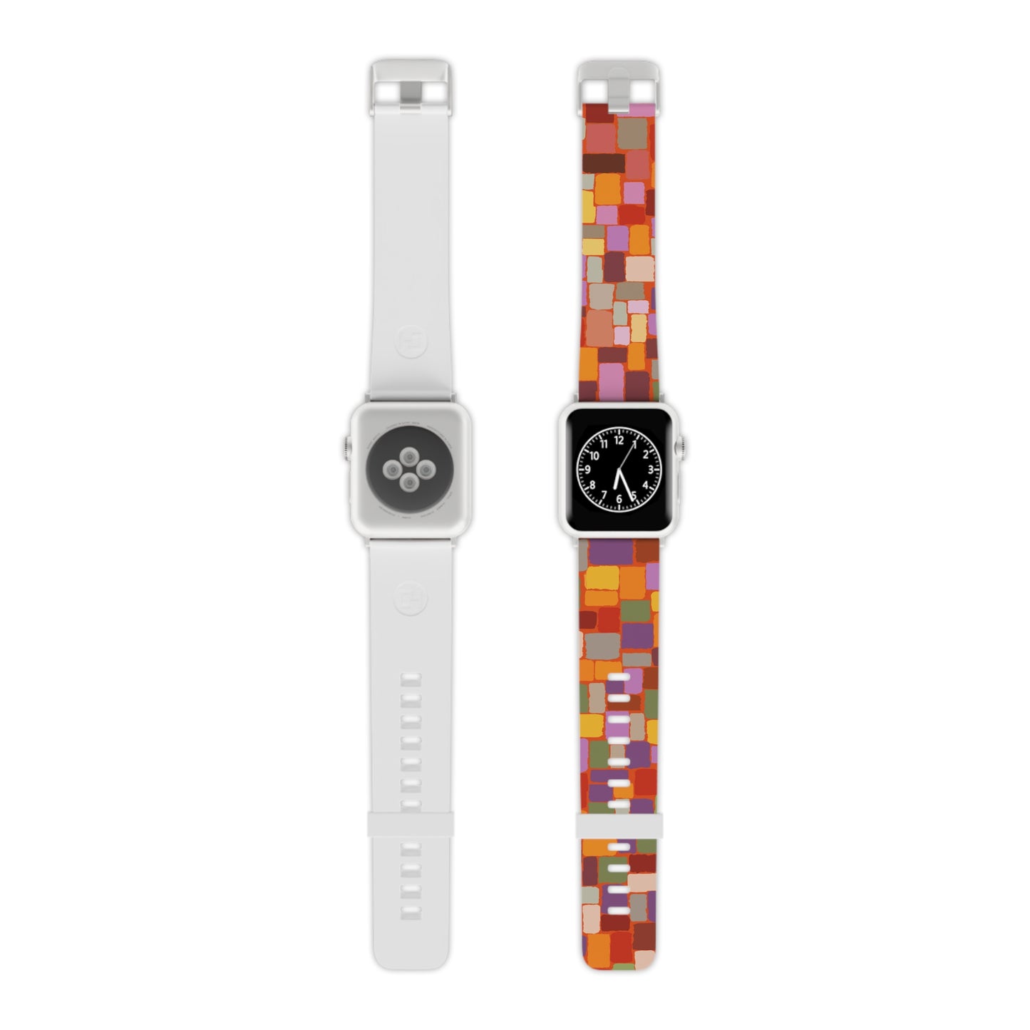 Apple multicolored Autum Squares Abstract design Watch Band for Apple Watch (Loop band is white) by artist Marie Frederique