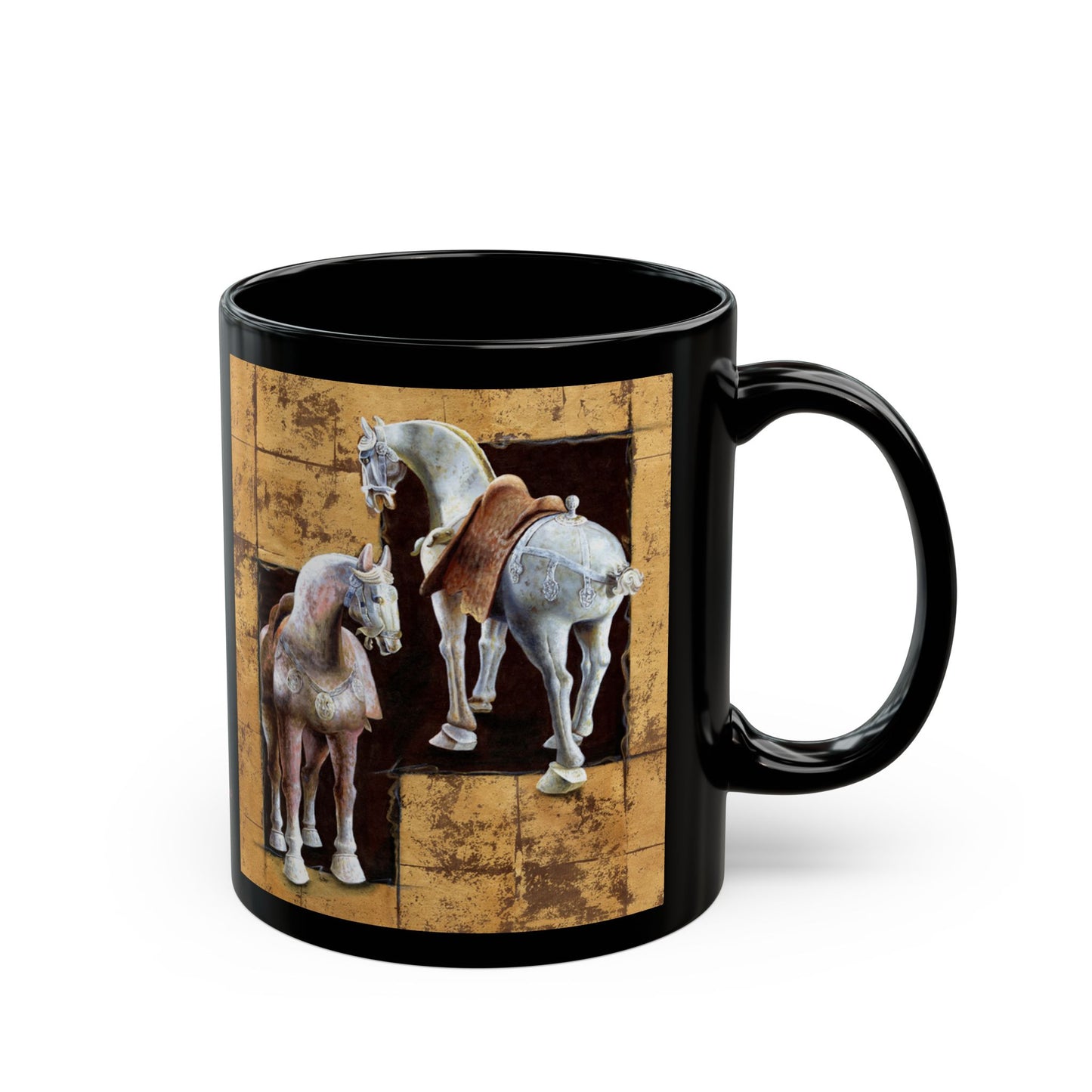 CTS Collection - Asian horse 2, Black Mug (11oz, 15oz) By Artist Marie Frederique