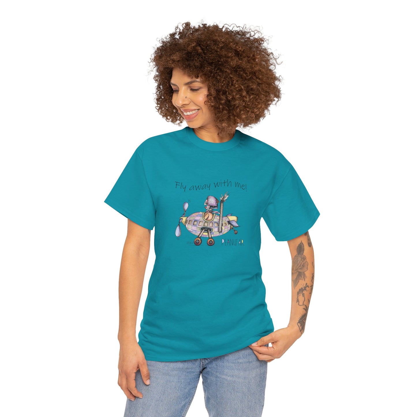 PEANUT AIR, "Fly away with me!" Unisex Heavy Cotton Tee by artist Marie Frederique (S - 5XL)