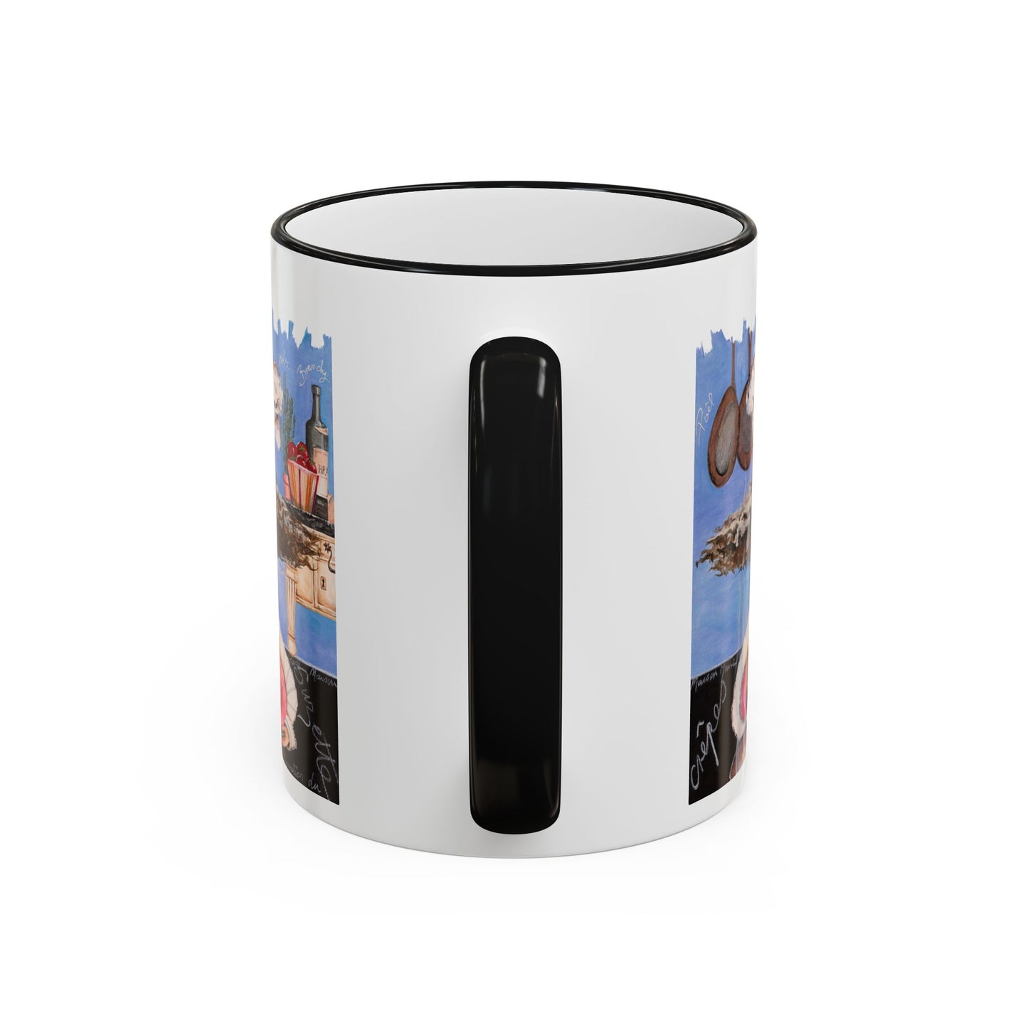 Crepes Suzette Mug - French Chefetteville Collage Coffee Cup by artist Marie Frederique