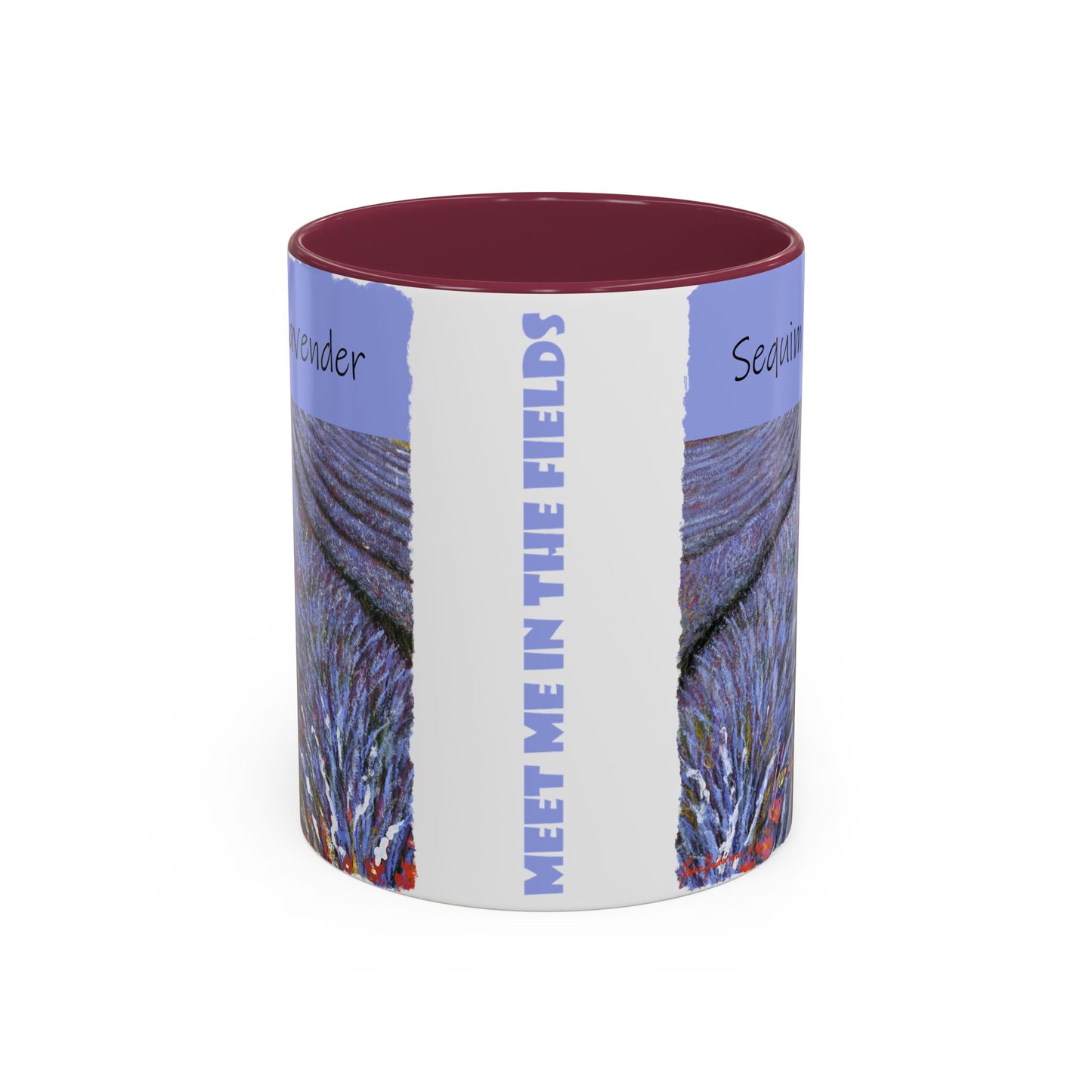 Lavender field Mug, Meet Me in the Fields Coffee Cup, by artist Marie Frederique