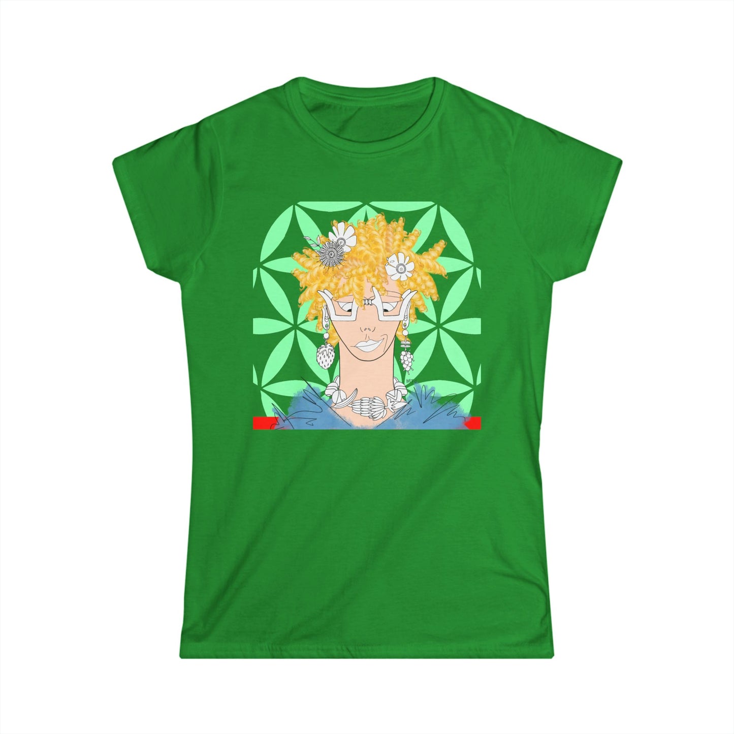 Milou, Graphic Boho Floral Graphic Tee for Women by artist Marie Frederique