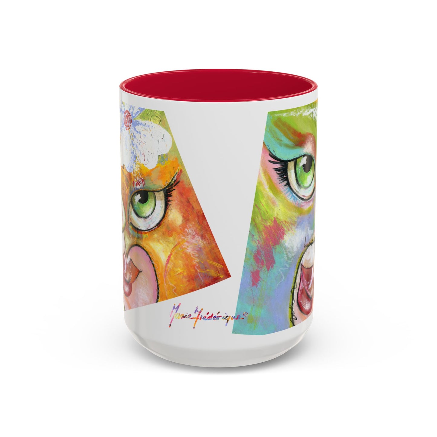 Cubist - Dual Faces embracing and in love, by Artist Maria Frederique