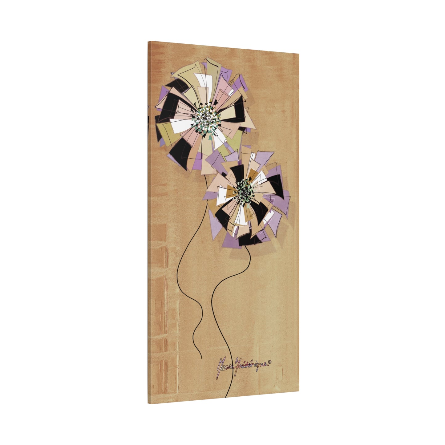 Floral Pinwheel Vertical Wall Canvas by artist Marie Frederique