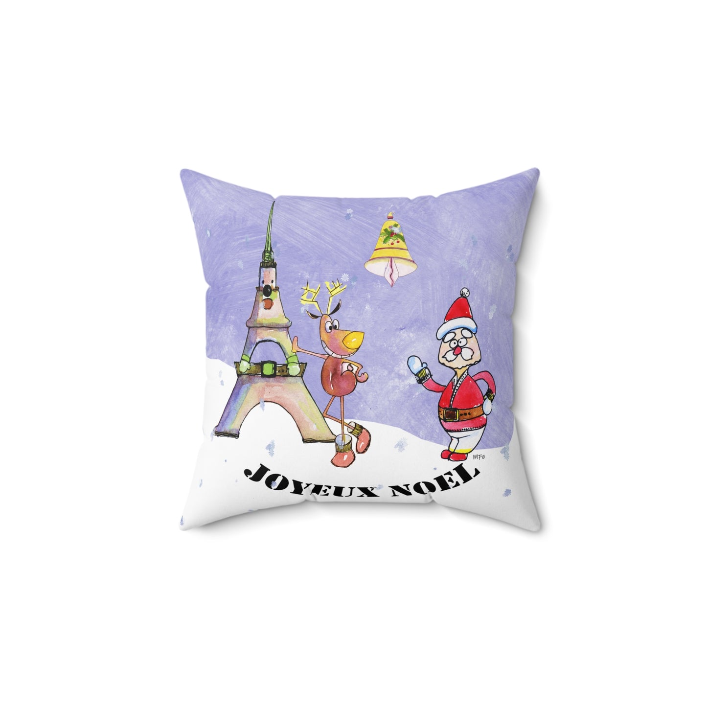 Christmas Square Pillow "Joyeux Noel" by artist Marie Frederique