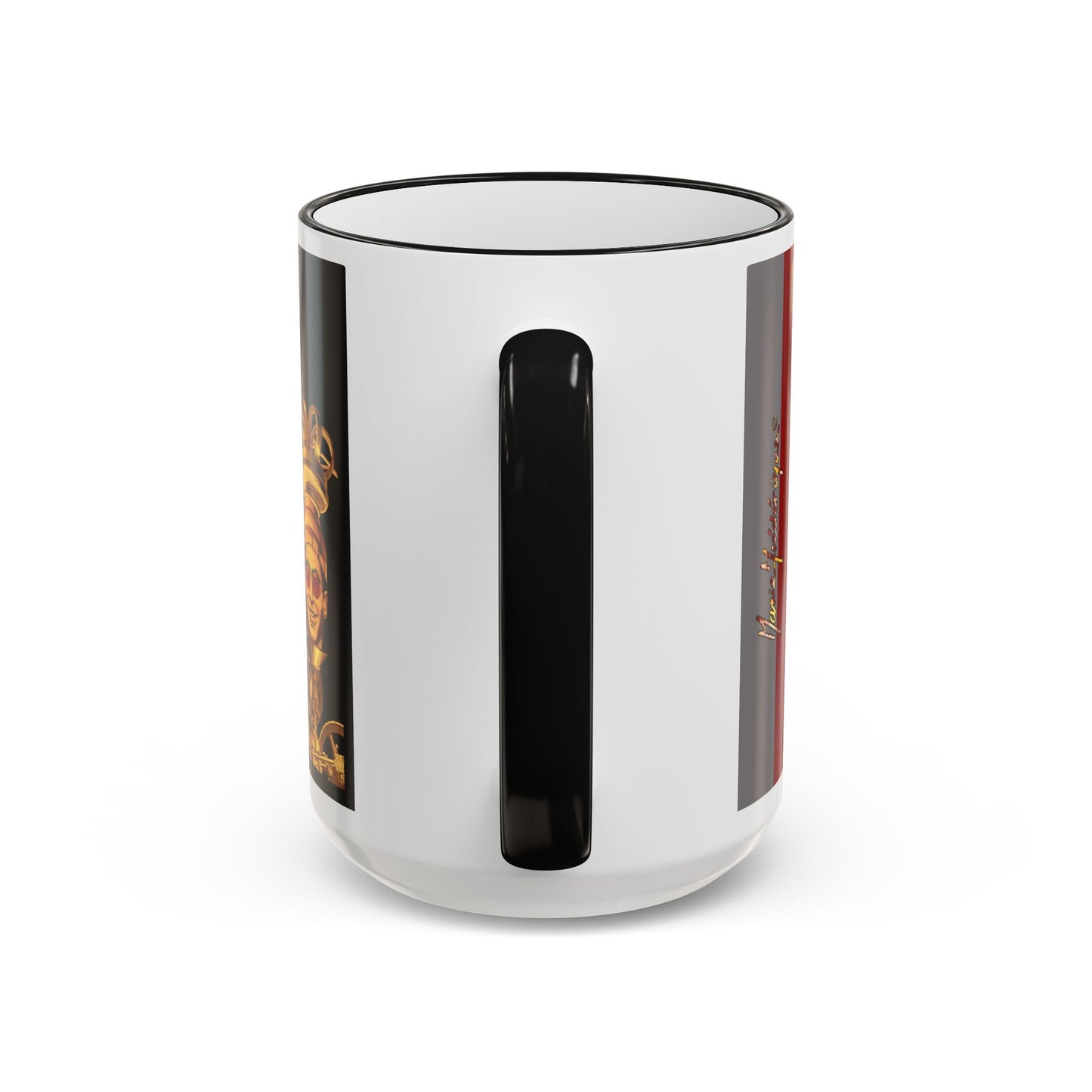 Gold Skull Pattern Accent Rim Mug – Gothic Baroque Coffee Cup by artist Marie Frederique